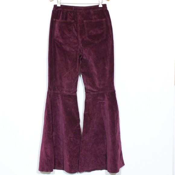 We The Free People Velvet Flare Pants Wine - Picture 2 of 7